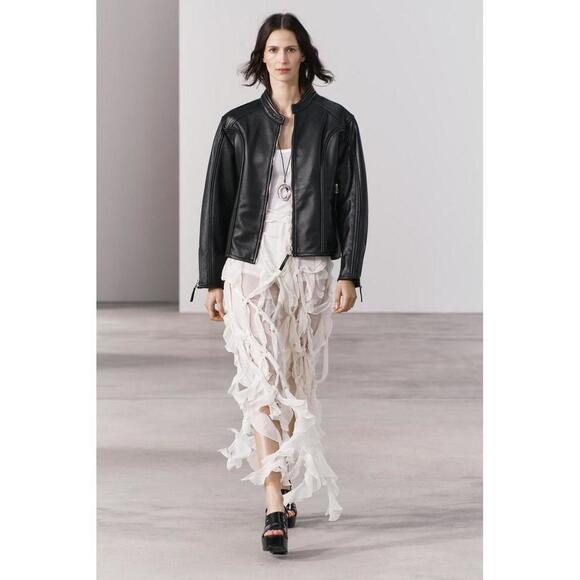 🖤 LIMITED ZW COLLECTION ZIPPERED LEATHER JACKET - Picture 8 of 10